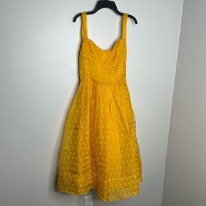 Dôen Golden Yellow Sleeveless Eyelet Dress